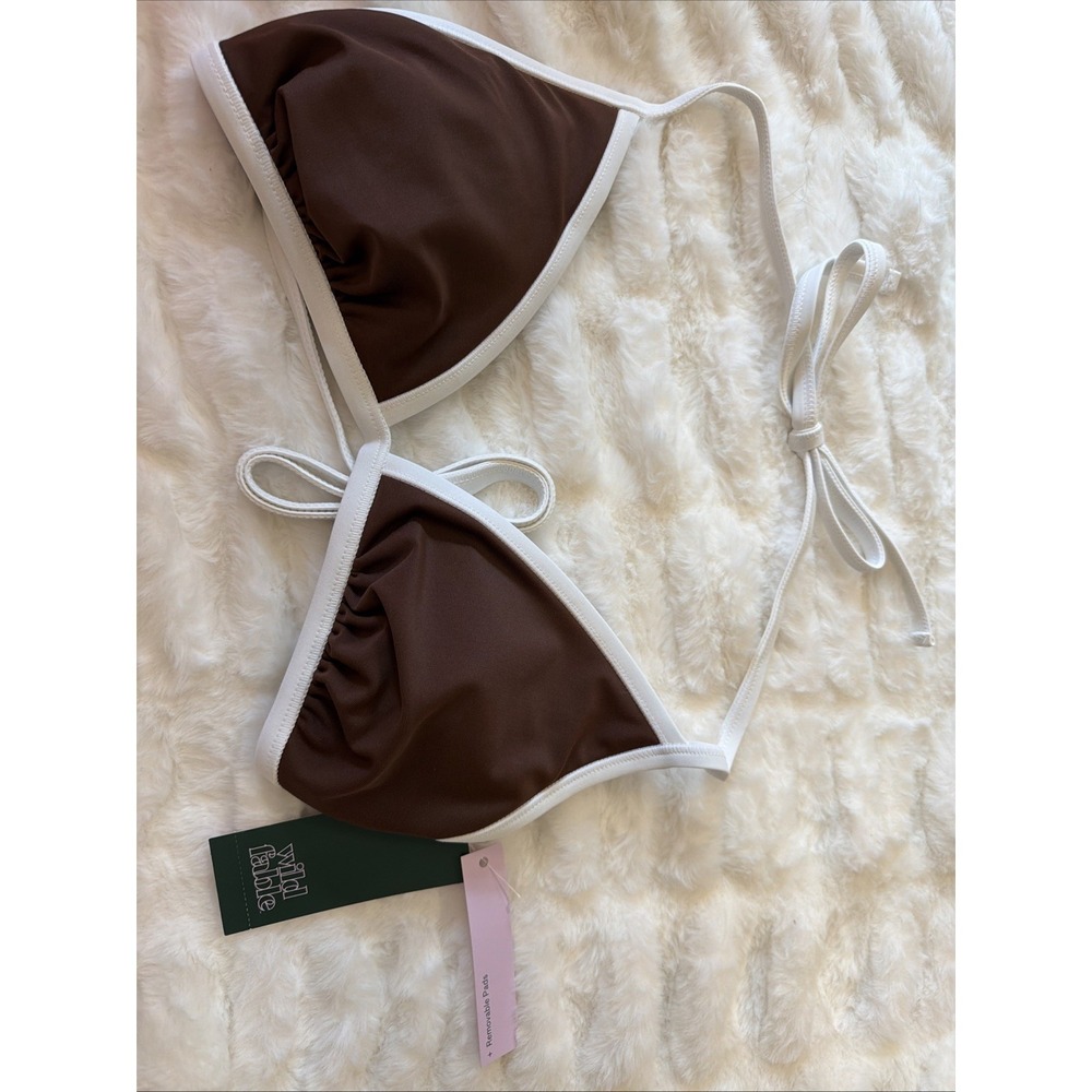 New Wild Fable Brown Triangle Bikini Top Adjustable Strap Size Medium m